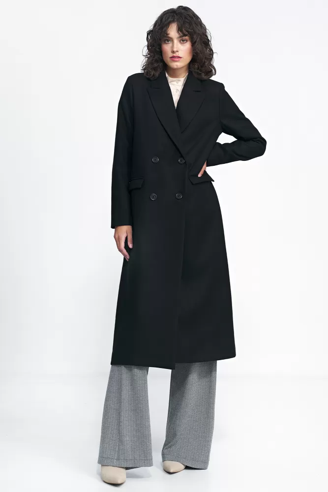Czarny płaszcz oversize - PL20