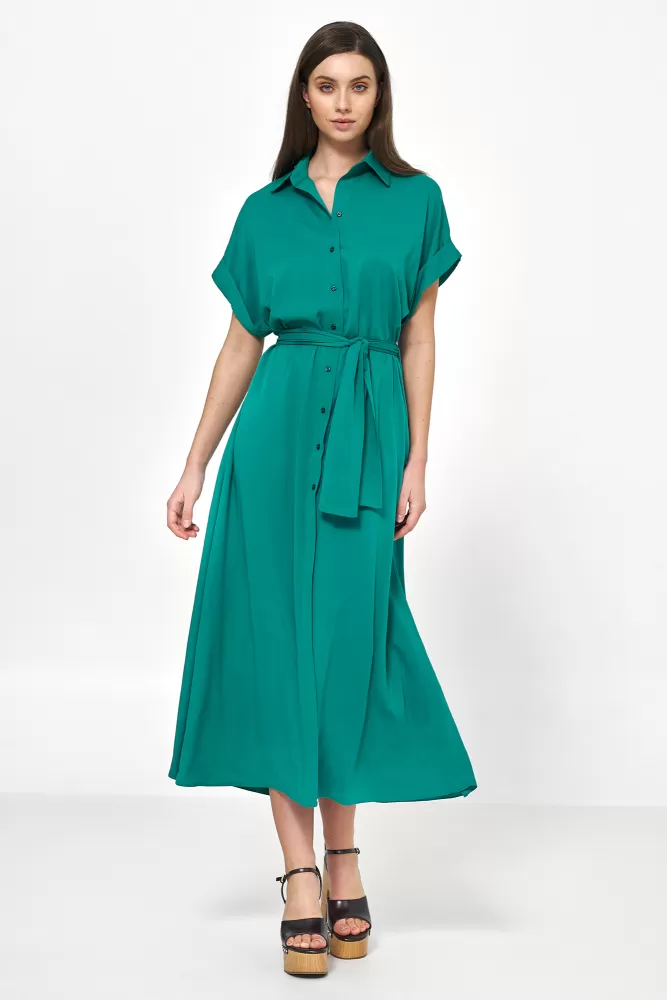 Wiskozowa sukienka midi w zielonym kolorze - S221